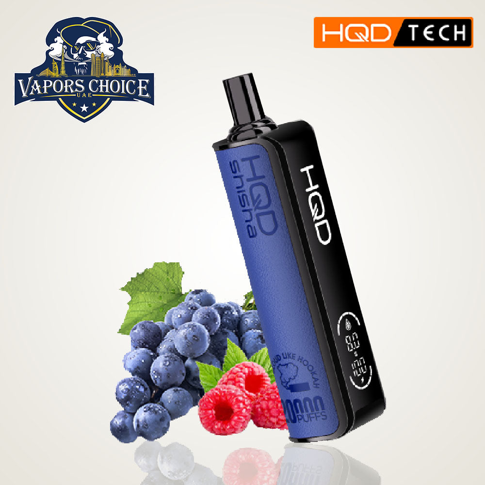 HQD Shisha (3mg) 20000 PUFFS DTL - DISPOSABLE VAPE Raspberry Grape UAE Abu Dhabi